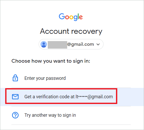 Get a verification code at the email