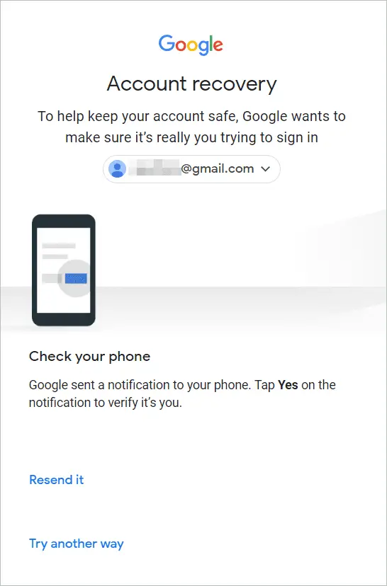 Tap yes to verify and change gmail password