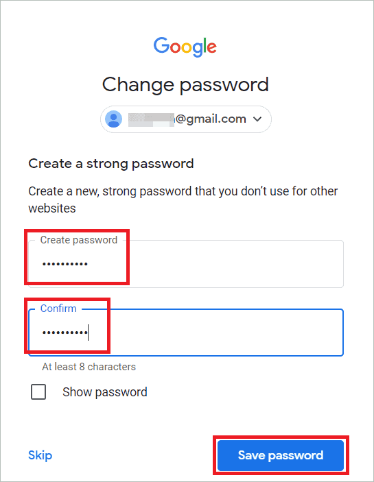 Enter a new password and click Save password