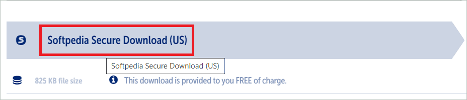 Click on Softpedia Secure Download (US)