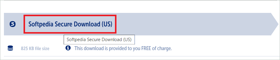  Click on Softpedia Secure Download (US)