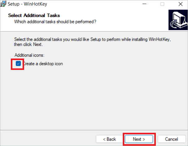 Select additional tasks and click Next