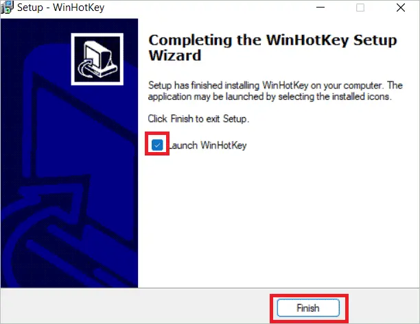 Select Launch WinHotKey and click Finish