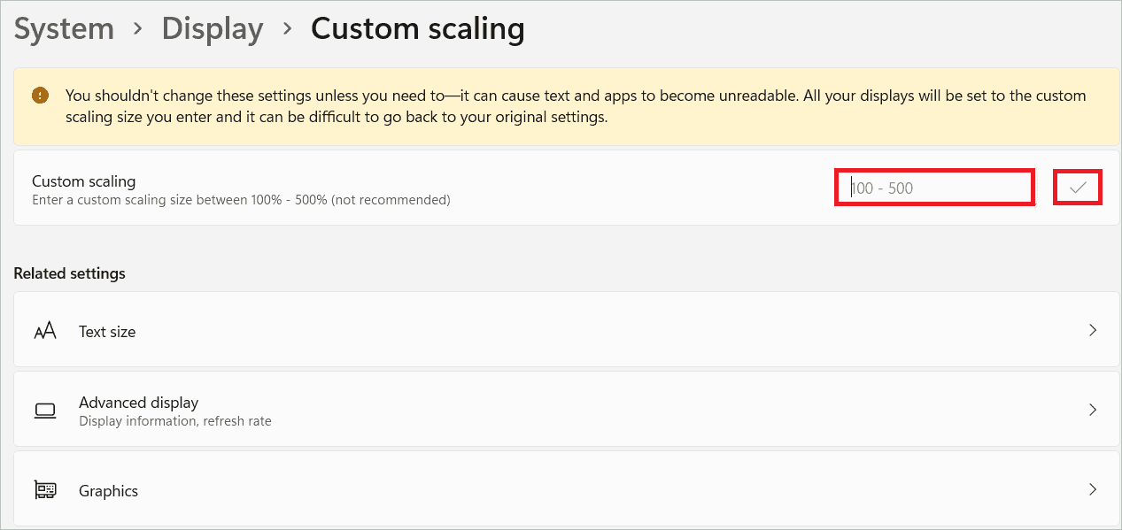 Enter custom scale size