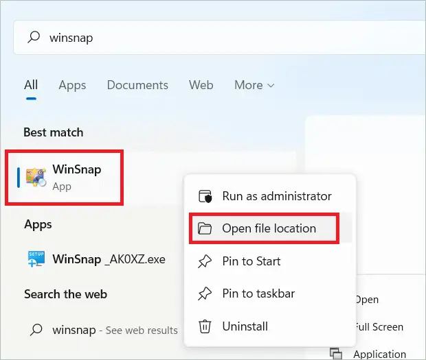 Select Open file location