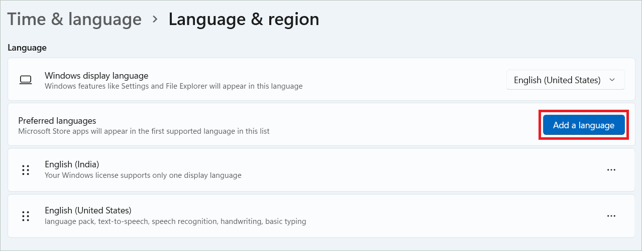 Click Add a language