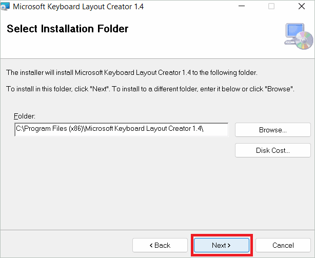 Select installation folder