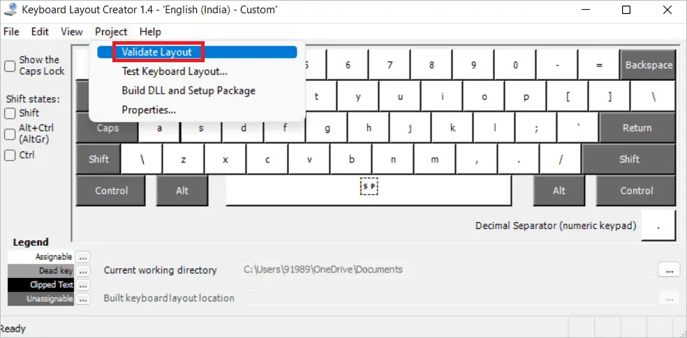 Select Validate Layout