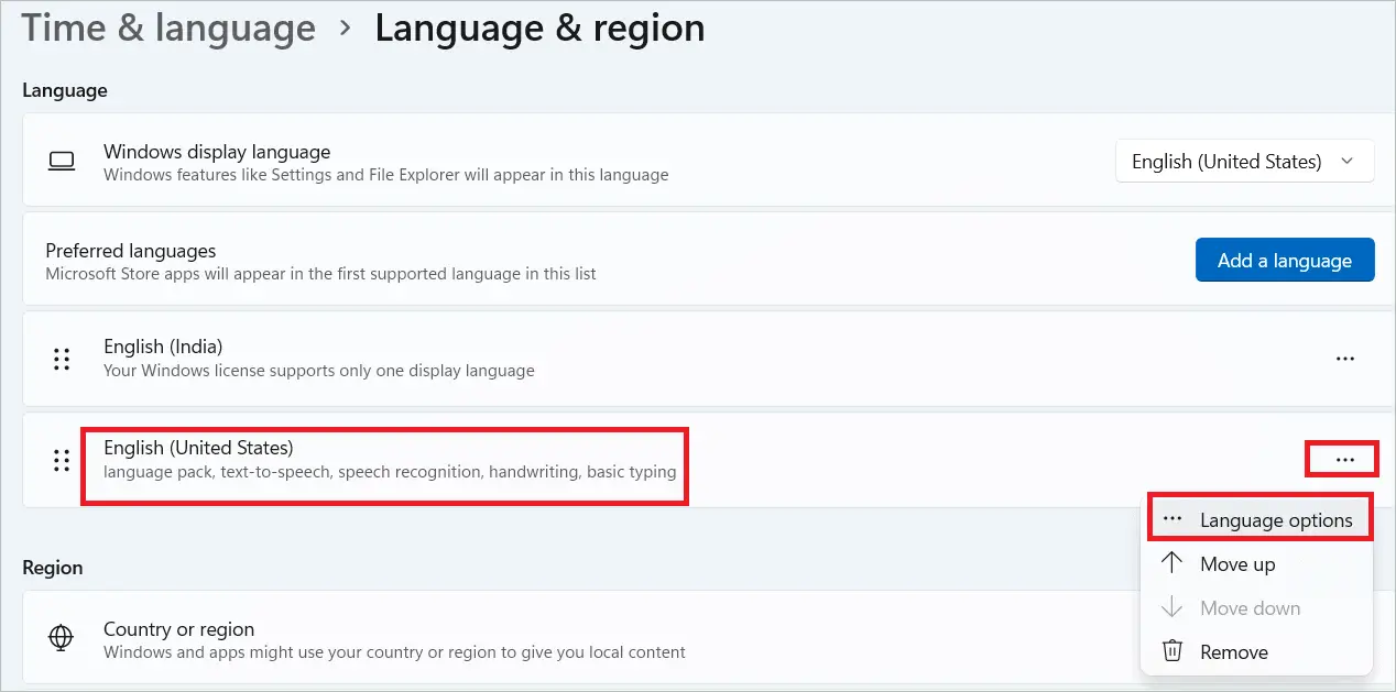 Select Language options