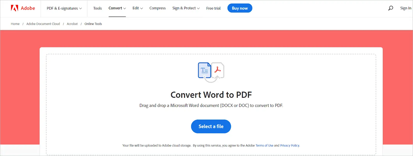 Adobe Word to PDF Online Converter