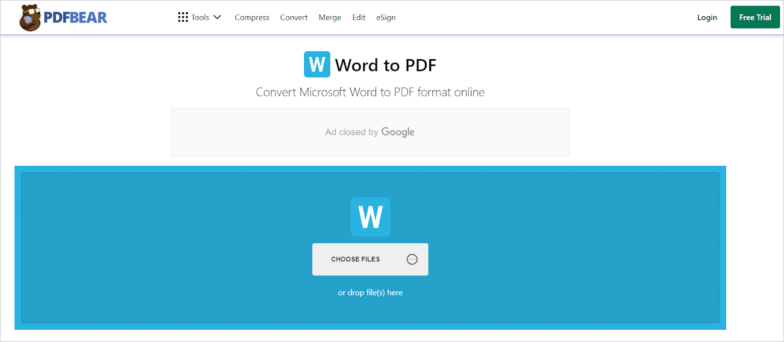 PDFBear Word to PDF Free Online Converter