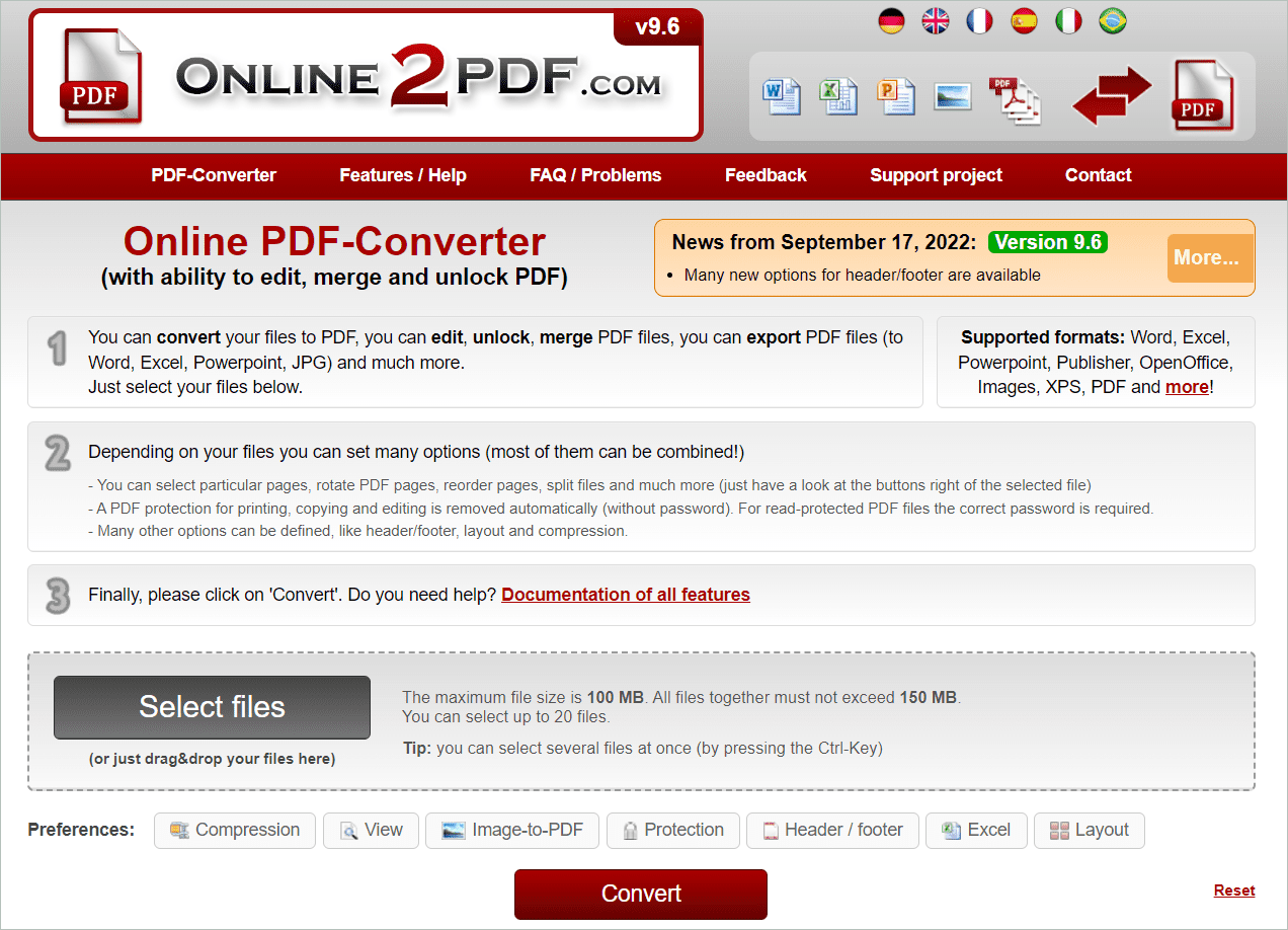 Online2PDF Free Online Word to PDF converter