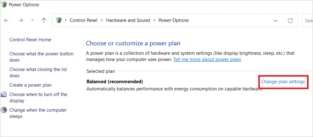 Click Change plan settings