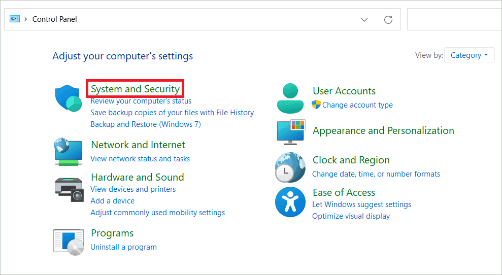 Select System and Security To Change Windows 11 Power Settings
