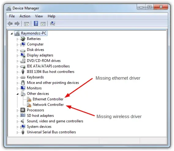 windows 7 device driver missing