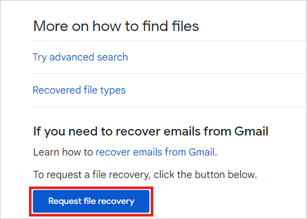 Click Request file recovery