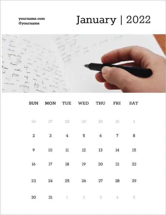 Simple Office Life Calendar Template