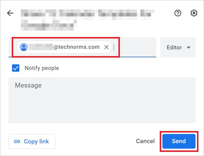 Add email address and click Send