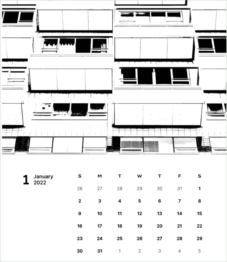 B&W Stylized Calendar Template