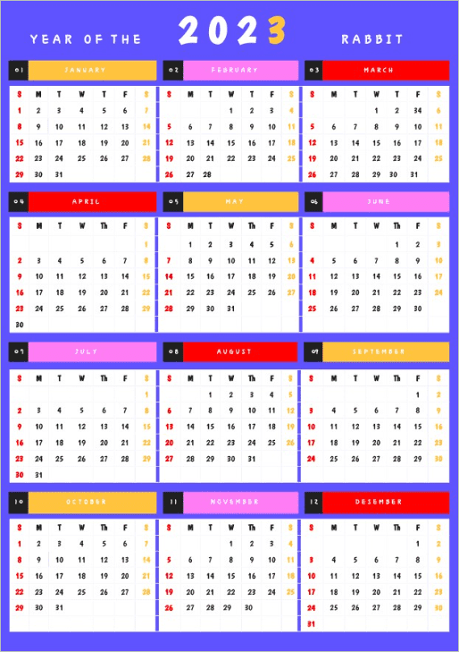 Bright Calendar 2023 Template