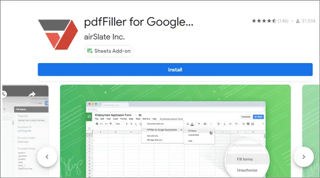 pdfFiller for Google Sheets