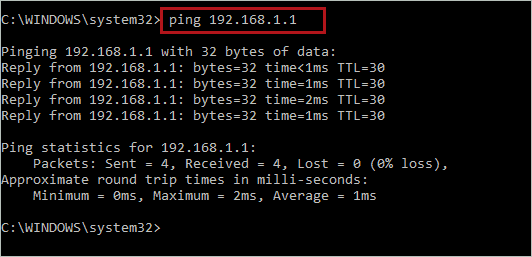 ping the default gateway of the router 