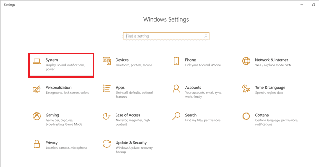 Select the System option
