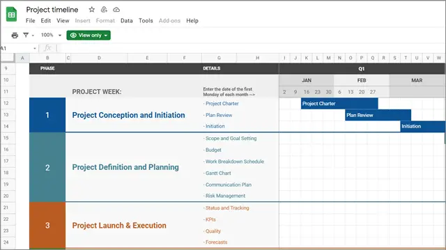 Project Timeline Spreadsheet