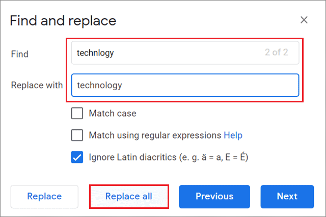 Perform the Replace action