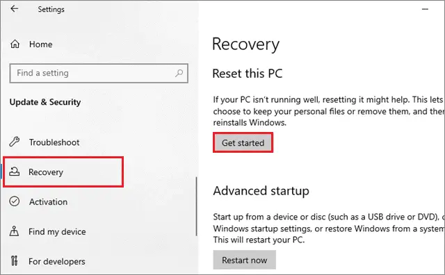 reset the pc to fix windows 10 desktop icons missing
