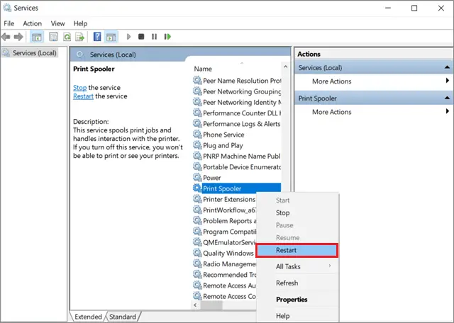 Restart to fix Print Spooler Keeps Stopping