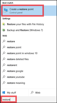 create restore point for how to fix corrupted files