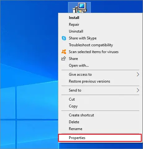 right click and click on properties