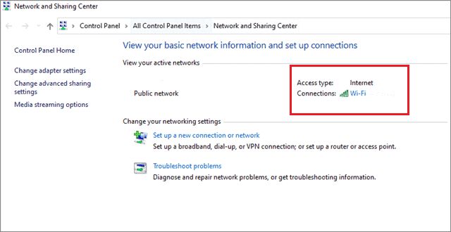 right click under view your networks