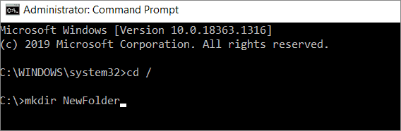 Run the commands To Fix Can't Create New Folder In Windows 10