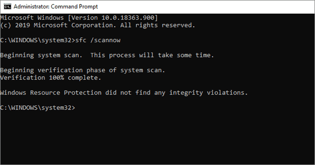 run the scannow command