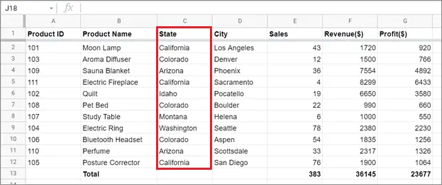 Sales sheet