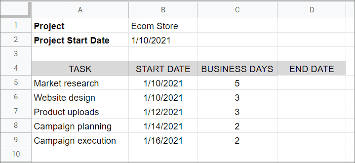 Sample datasheet