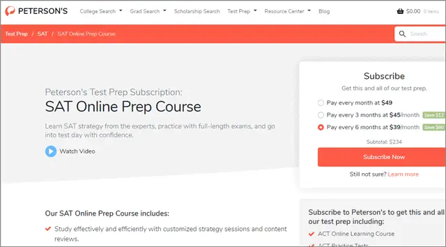 SAT Online Prep Course from Peterson’s