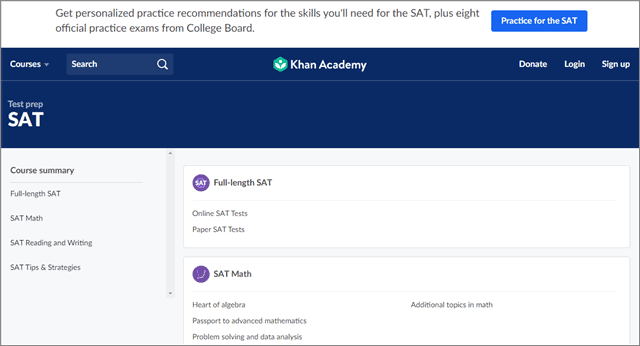 SAT Preparation from Khan Academy