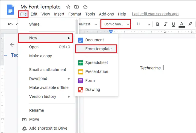 save the font template document for how to change default font in google docs