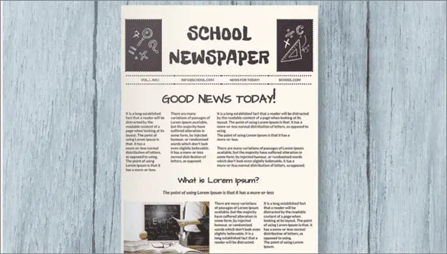 Elementary Student Newspaper Template