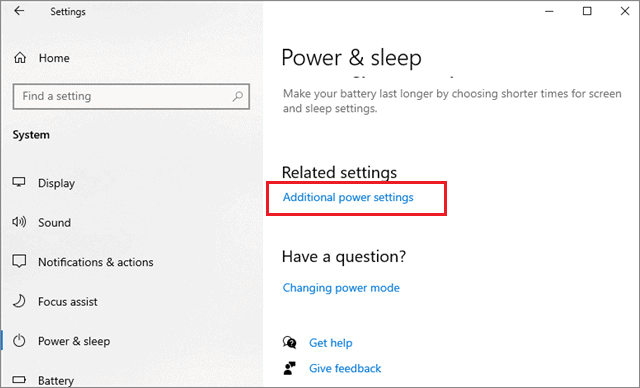 select additional power settings 1