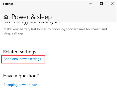 select additional power settings 2