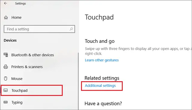 select additional setting