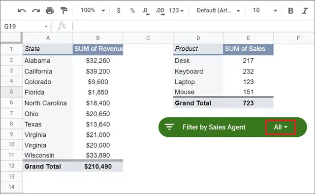 Click on the All menu