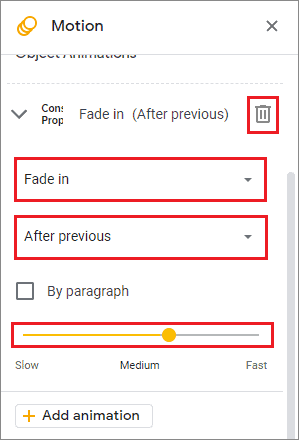 select animation preferences