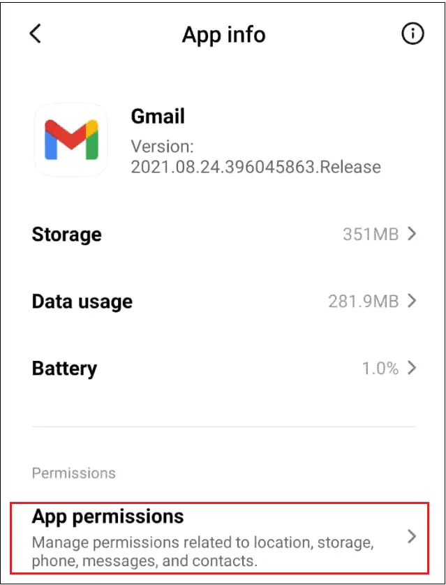 Open Gmail and select Permissions