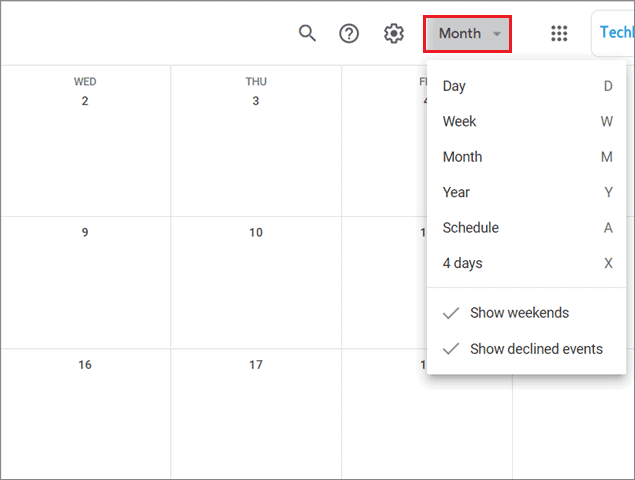 Select calendar format