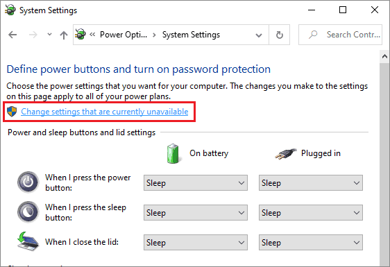 select change settings that are currently available to fix windows 10 no login screen